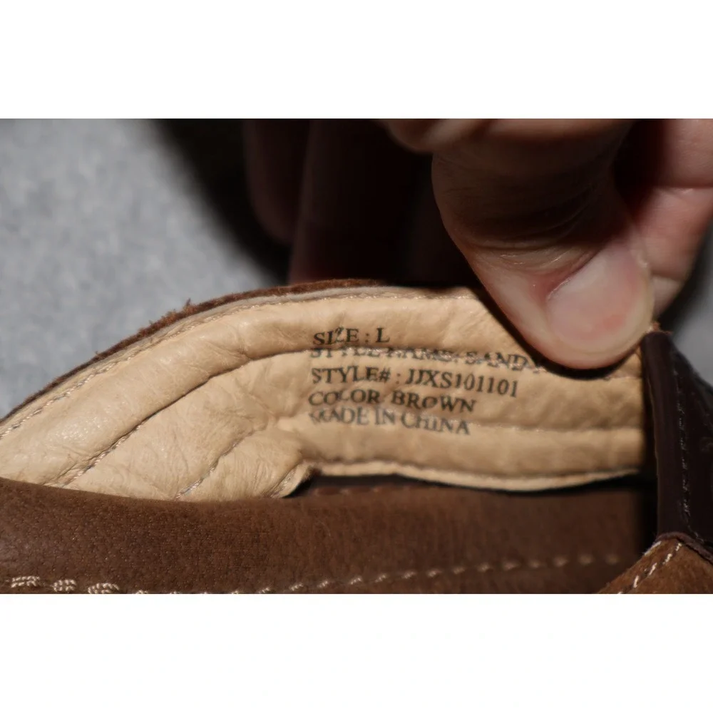 Jamaica Jaxx Flip Flops Mens Large Brown Leather Braided Thong Sandals